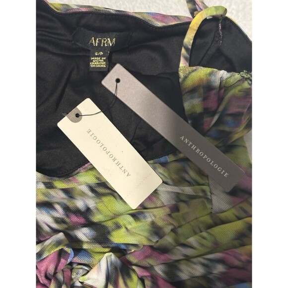 Anthropologie AFRM Azula Ruched Sexy Mesh Dress Sz S Green NWT - Picture 8 of 8